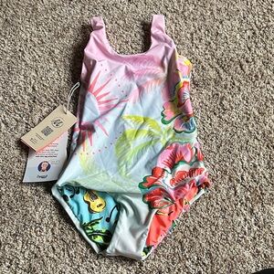 Maaji Girls Pink Multicolor Tropical Floral One-Piece Swimsuit